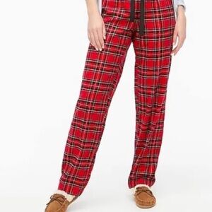 NWT J. Crew Yarn-dyed Flannel Pajama Pant Size Large Red, Black Plaid
